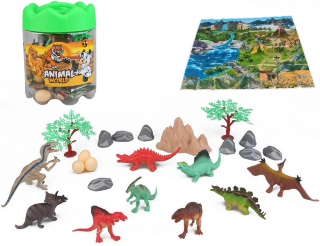 Set van 24 dinosaurussen in opbergbox