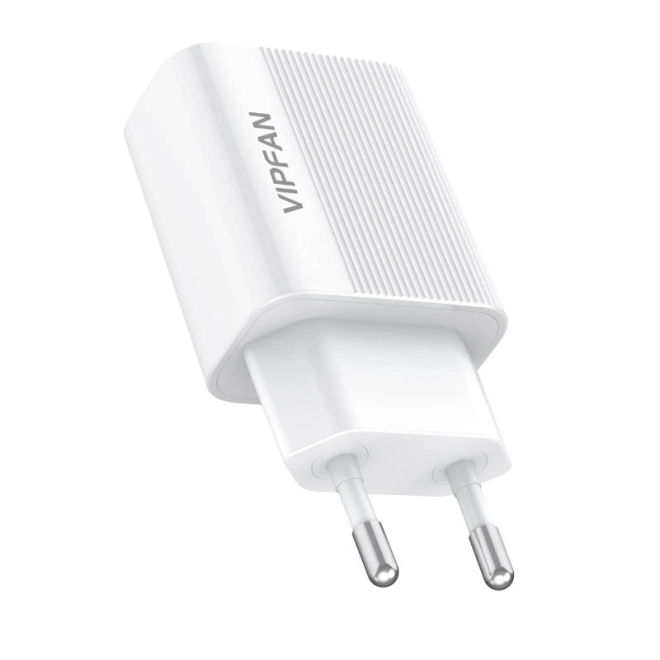 Wandoplader VFAN E01, 1x USB, 2,4 A (wit)