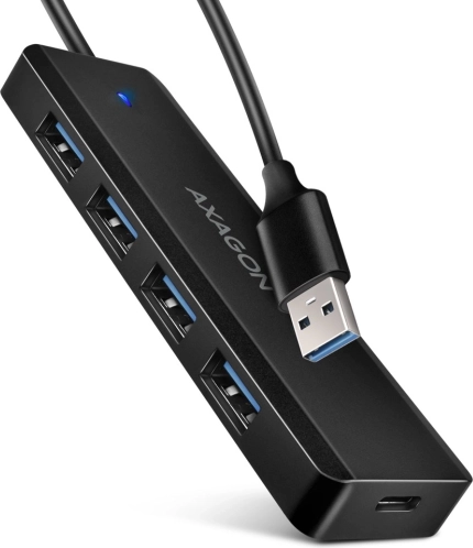 AXAGON HUE-C1A Reise-USB-Hub mit 4 Ports, 5 Gb/s, mit USB‑C-Stromversorgung