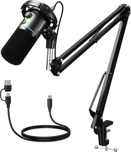 Microphone dynamique USB/XLR Maono PD200XS avec éclairage RVB – noir