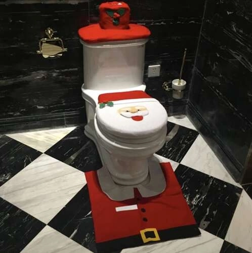Kerst toilet hoes met tapijt Ruhhy 22360