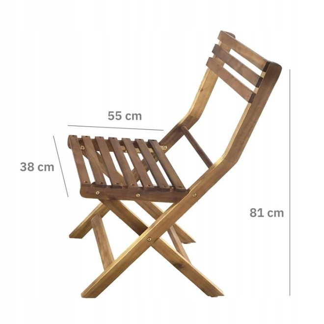 Wooden Garden Furniture Set from Acacia Wood - Table and 2 Chairs