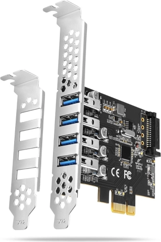 PCIe-Controller USB 3.2 Gen 1 mit 4 Ports, UASP, Renesas-Chipsatz, SATA-Stromversorgung