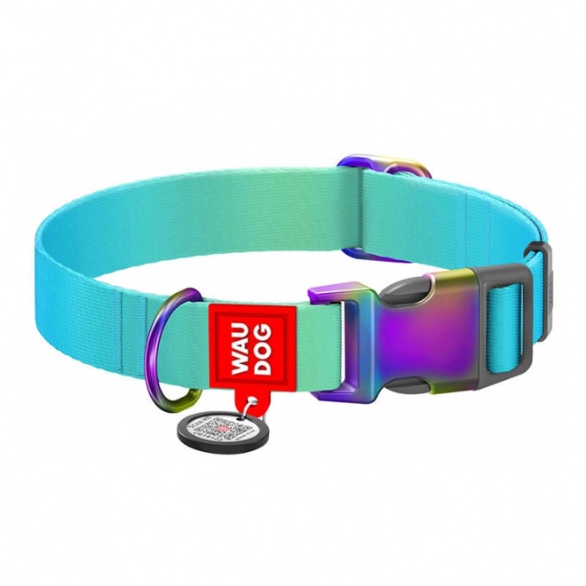 Collier en nylon avec code QR pour chiens Waudog dégradé, bleu, taille L