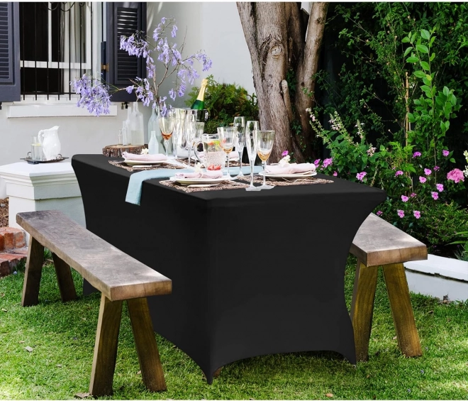 Universele elastische hoes voor catering tafel 180 cm zwart