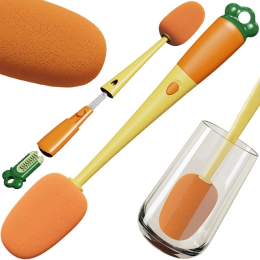 Schwamm-Flaschen- und Glasreiniger 3-in-1 mit langem Griff