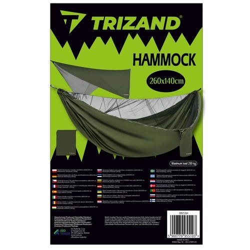Toeristische hangmat met muskietennet en zeil 260x140 cm