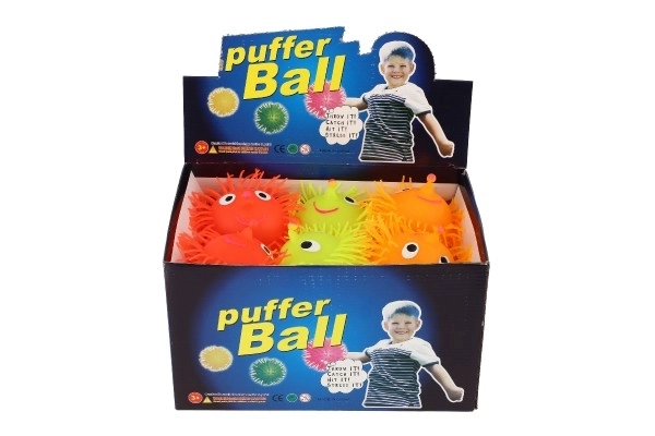 Pluizige rubberen antistressbal 8,5 cm met licht op batterijen tot 6 kleuren