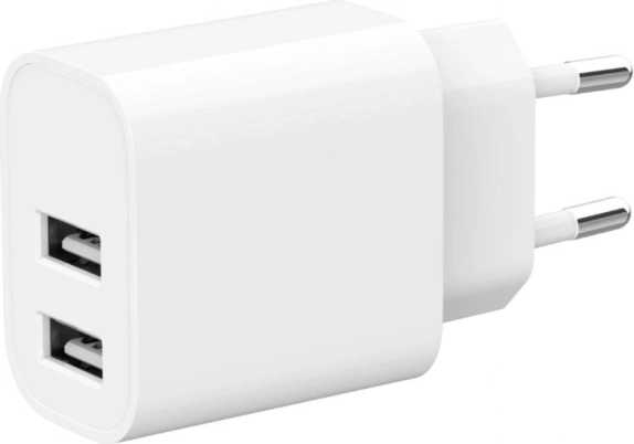 Dualer USB‑Ladeadapter 2,4 A weiß