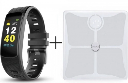 UMAX Stay Active – Smartwaage Smart Scale US10C + Smartarmband U-Band 116HR Color