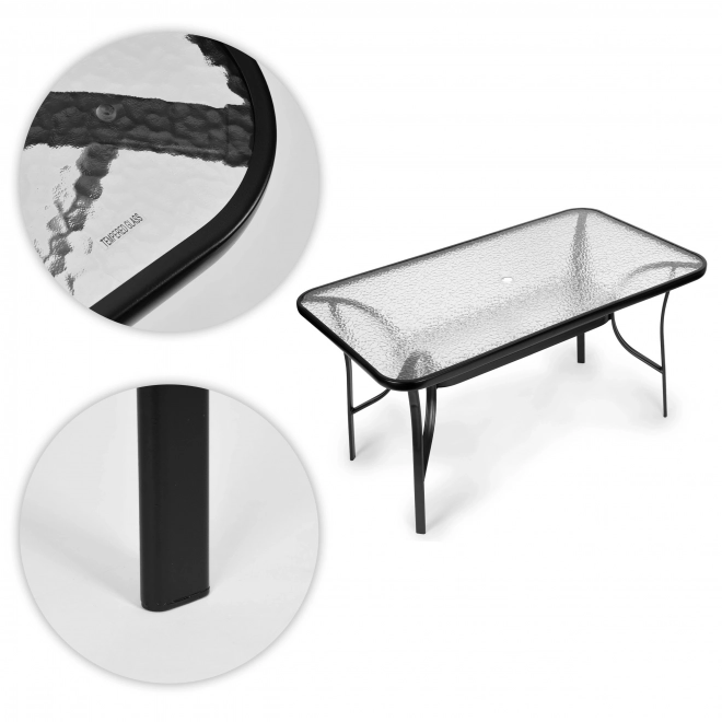 Tuin glazen tafel met parasolgat