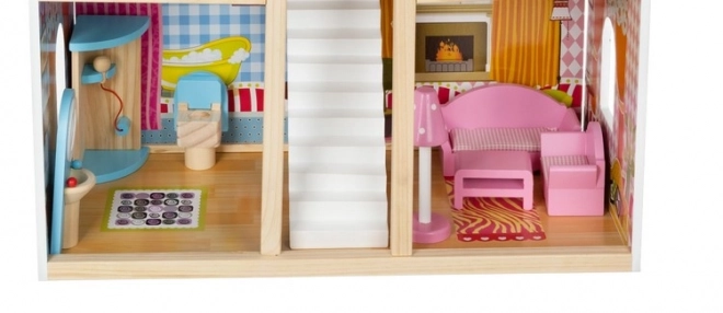 Houten poppenhuis met zwembad