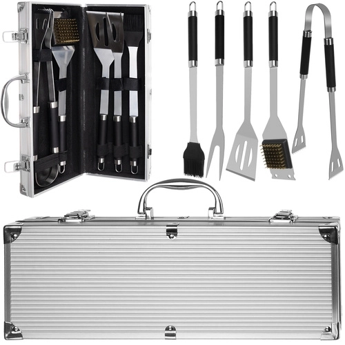 Ustensiles de grillade - ensemble 5 pièces d'accessoires + étui