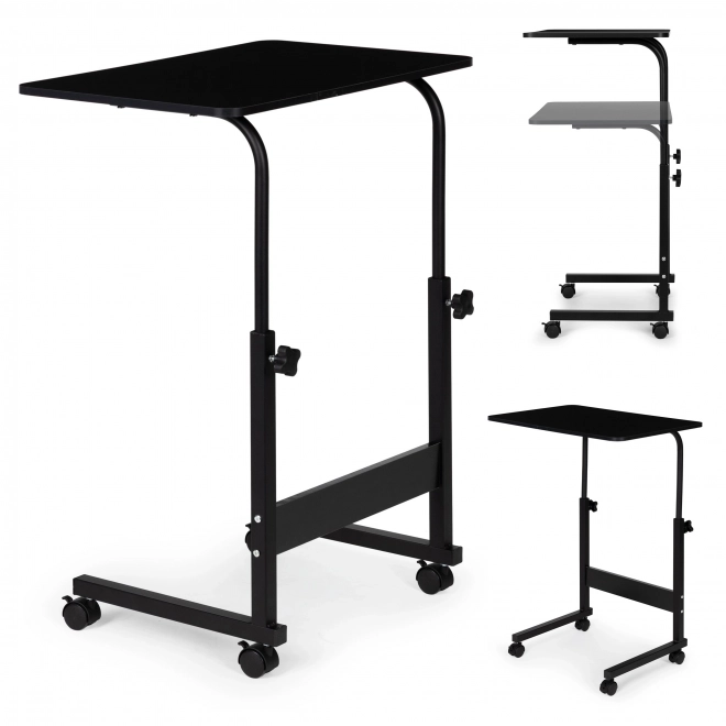 Table pour ordinateur portable avec roulettes, table fixée au fauteuil inclinable - noir