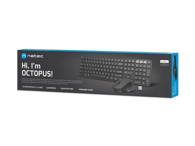 Ensemble sans fil clavier et souris Natec Octopus 2 Bluetooth + 2.4GHz