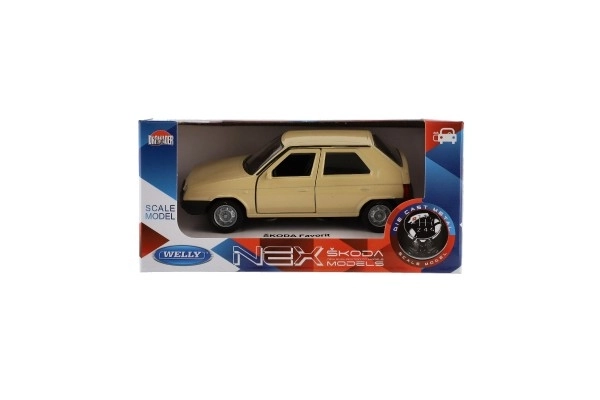 Auto Welly Škoda Favorit métal/plastique 11cm 1:34 roue libre option 4 couleurs boîte 15x7x7cm