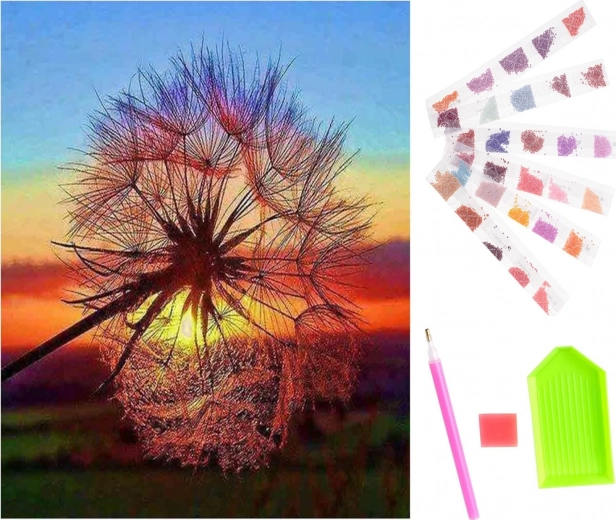 Peinture diamant 5D – pissenlit, set créatif mosaïque 30 × 40 cm
