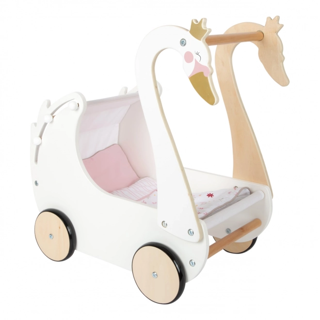 Houten kinderwagen Zwaan