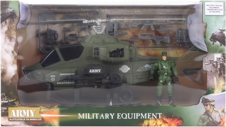 Military helicopter with figure and accessories