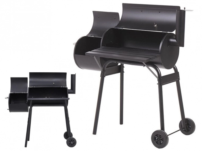 Gartengrill mit Räucherofen und Rädern für Holzkohle