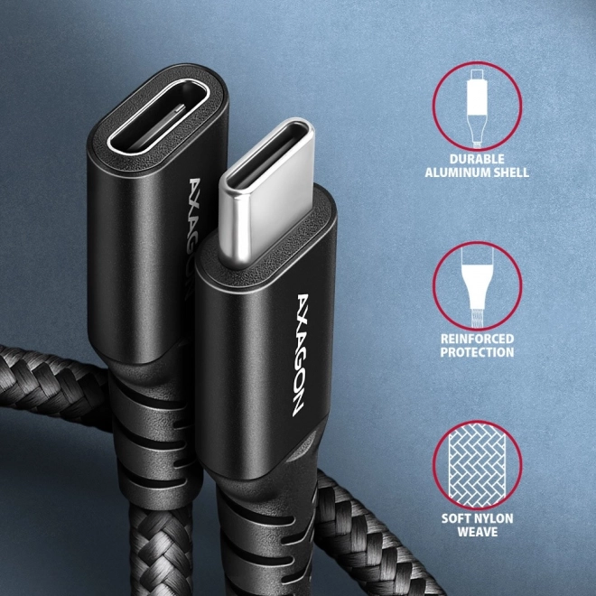 BUCM32-CF15AB Gen2 USB-C - USB-C-verlengkabel 1,5 m, 5A, 20Gb/s, PD 240W, gevlochten