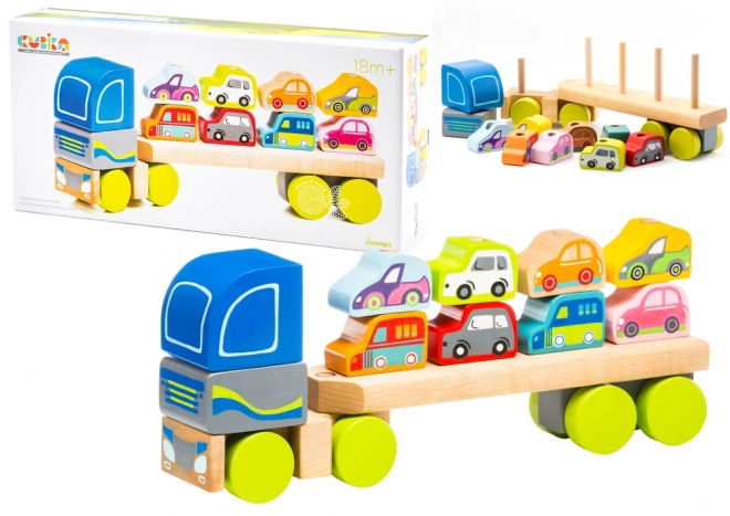 Wooden truck with cars - puzzle 12 pieces