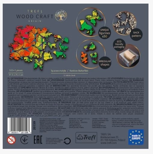 Wooden Puzzle Trefl Wood Craft Rainbow Butterflies 501 Pieces