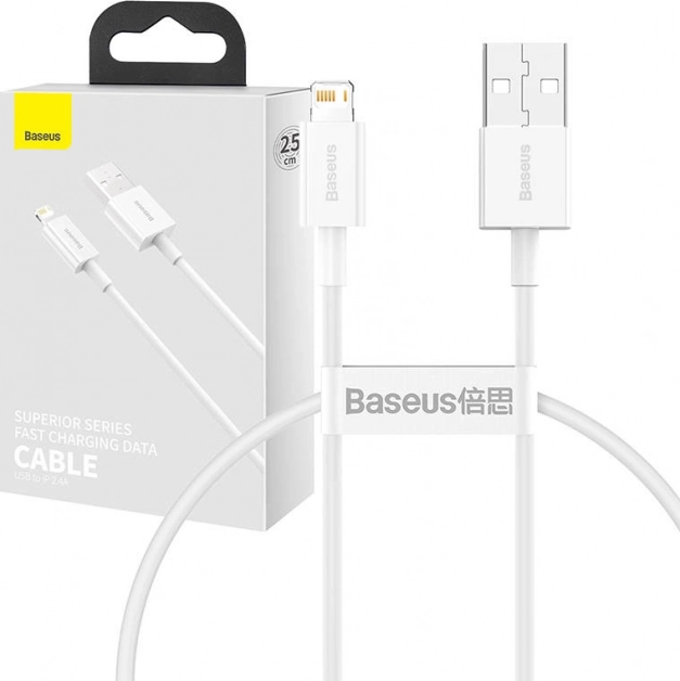Baseus Superior USB–Lightning Cable 0.25 m, 2.4 A (White)