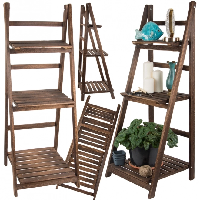 Houten ladderstandaard voor planten