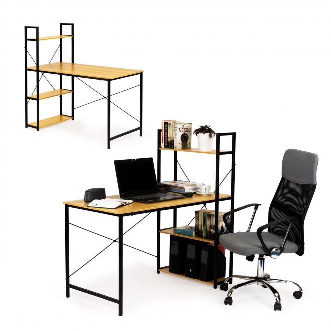 Houten computertafel met loft planken