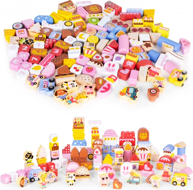 Houten bouwset Candy City 116 onderdelen