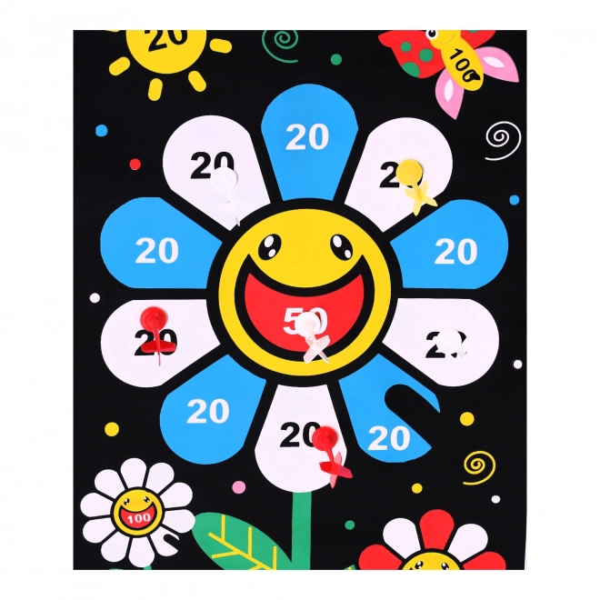 Target magnétique, réversible avec fléchettes - fleur colorée