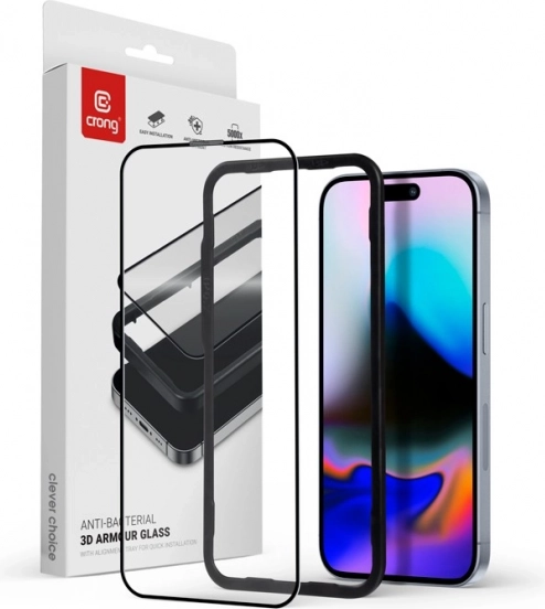 Crong Anti-Bacterial 3D Armour Glass Screen Protector for iPhone 16 Pro Max – iPhone 16 Pro