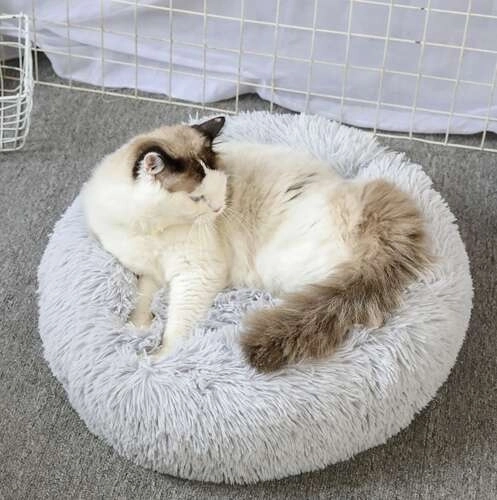 Fluffy Pet Bed Gray