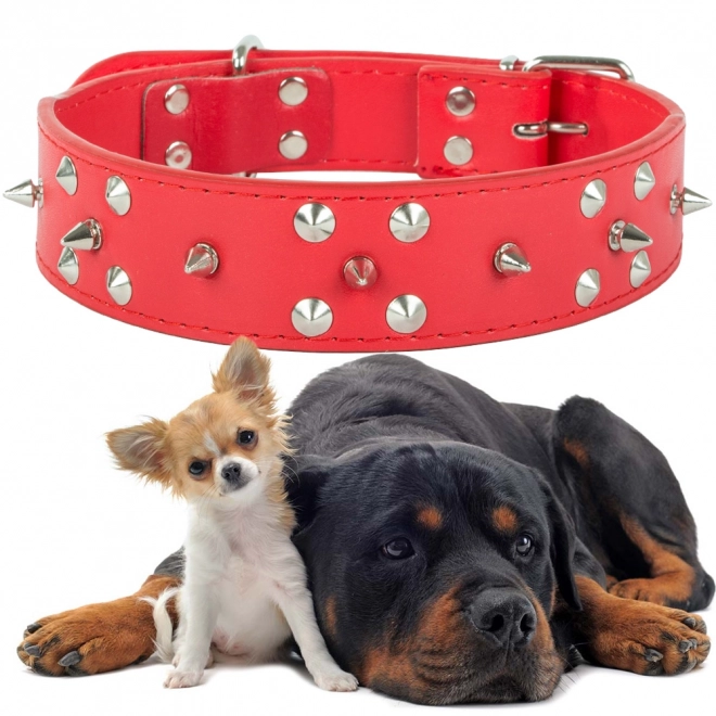 Verstelbare halsband voor honden met studs van ecologisch leer