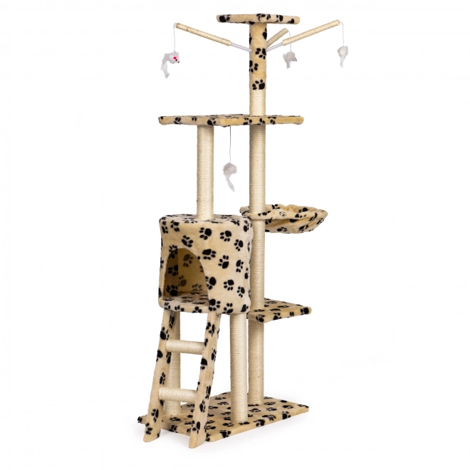 Arbre à chat, maison, arbre, lit, 138cm XL, empreintes de pattes