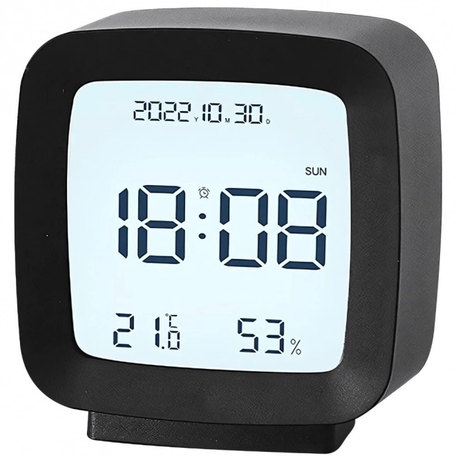 Digital alarm clock with LCD display and temperature and humidity measurement