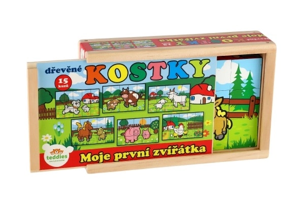 Houten blokken Mijn eerste diertjes 15 stuks