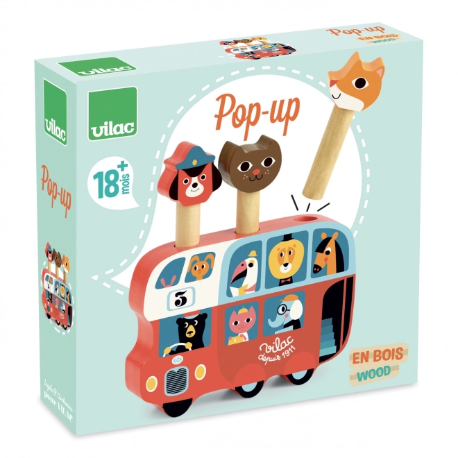 Houten uitwerpbaar spel Bus met dieren
