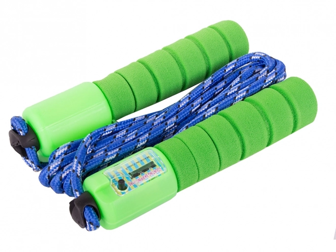 Green jump rope with digital counter for fitness