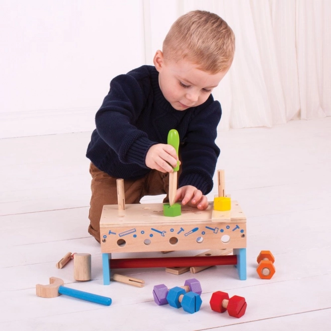 Établi en bois et caisse à outils 2 en 1 Bigjigs Toys