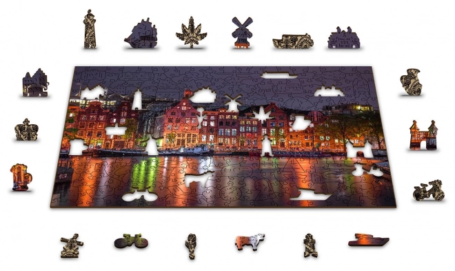 Houten puzzel Nacht Amsterdam