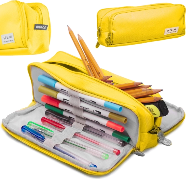 Schooletui met drie compartimenten 3-in-1 – geel