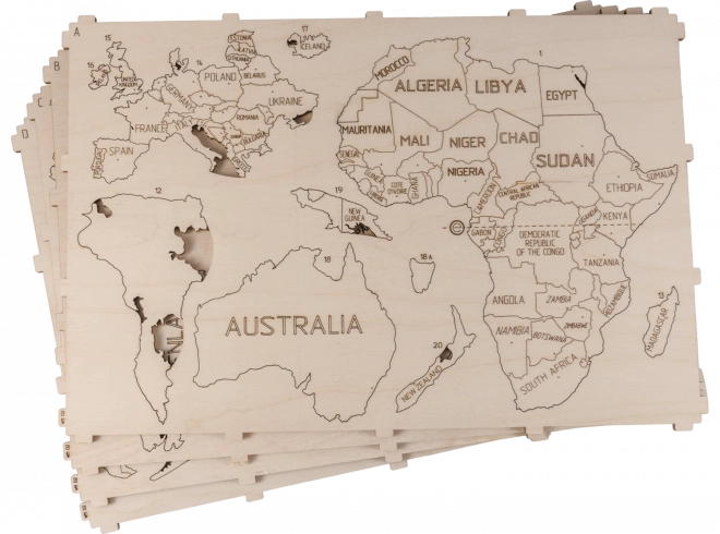 Houten wereldkaart WOODEN CITY groot