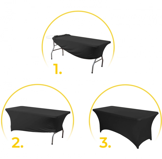 Universele elastische hoes voor catering tafel 180 cm zwart