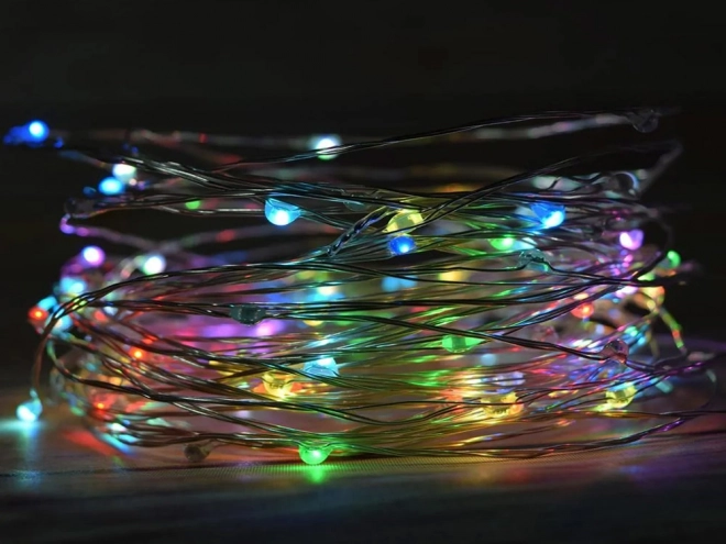 Veelgekleurde kerst LED-lampen met batterijen 10m