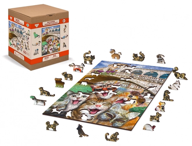 Wooden Puzzle Kittens in Venice 300 Pieces