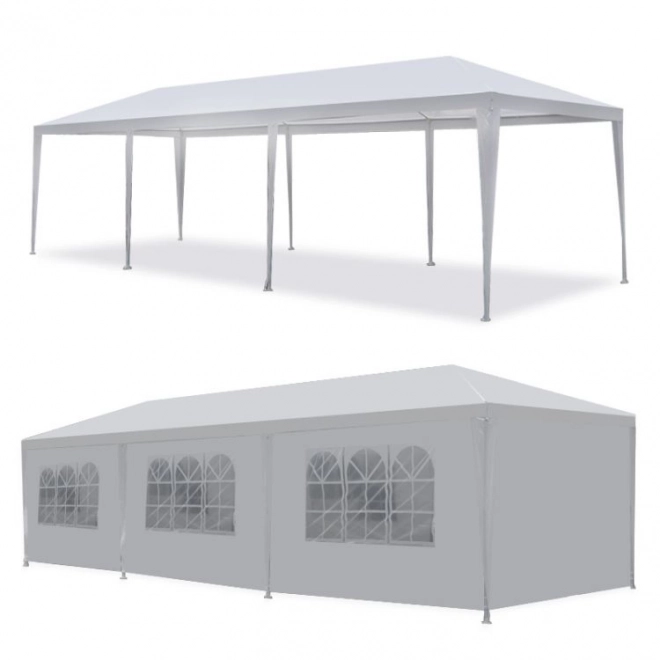 Gartenpavillon 3x9 m mit 8 Wänden Weiß