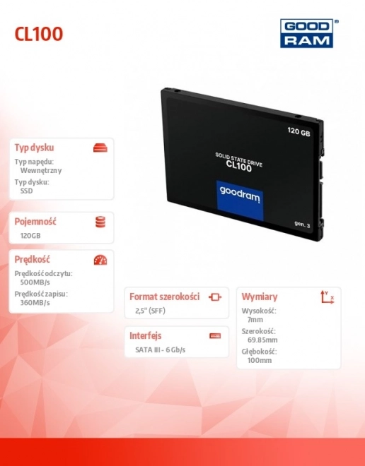 Disque SSD CL100 G3 120GB SATA III 2,5