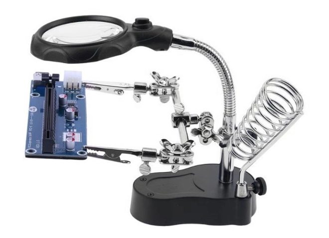 Derde hand met loep en LED-verlichting